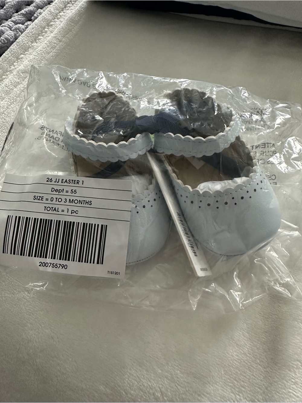 Janie and Jack Light Blue Scalloped Mary Jane Baby Shoes